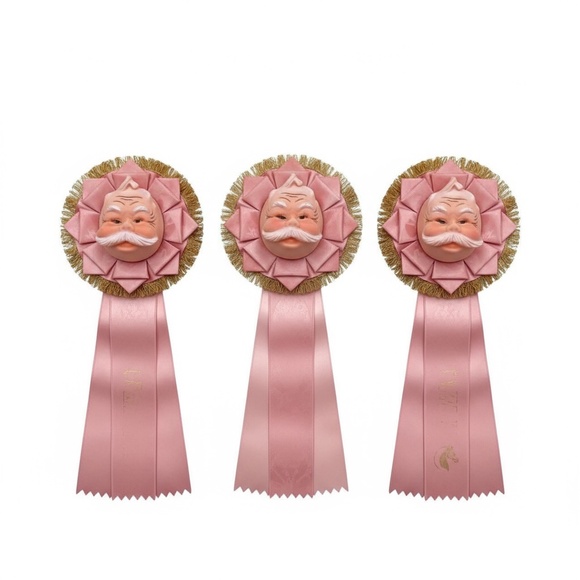 Vintage Santa Claus Heads Set of 3 – Retro Plastic Rubber Faces, Craft Supply - Picture 10 of 10